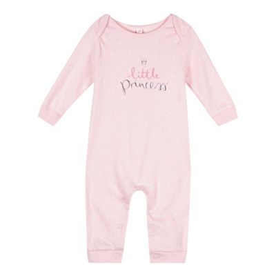 Babies light pink 'Little Princess' sleepsuit